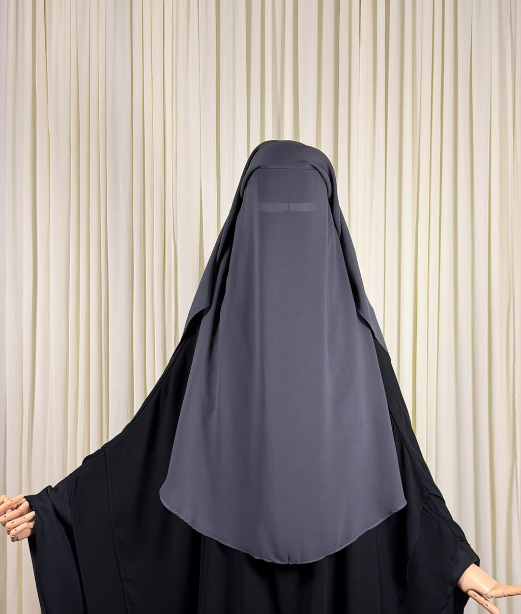 Three Layer Niqab | Medium - Grey