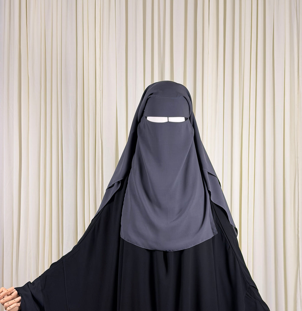 Three Layer Niqab | Medium - Grey