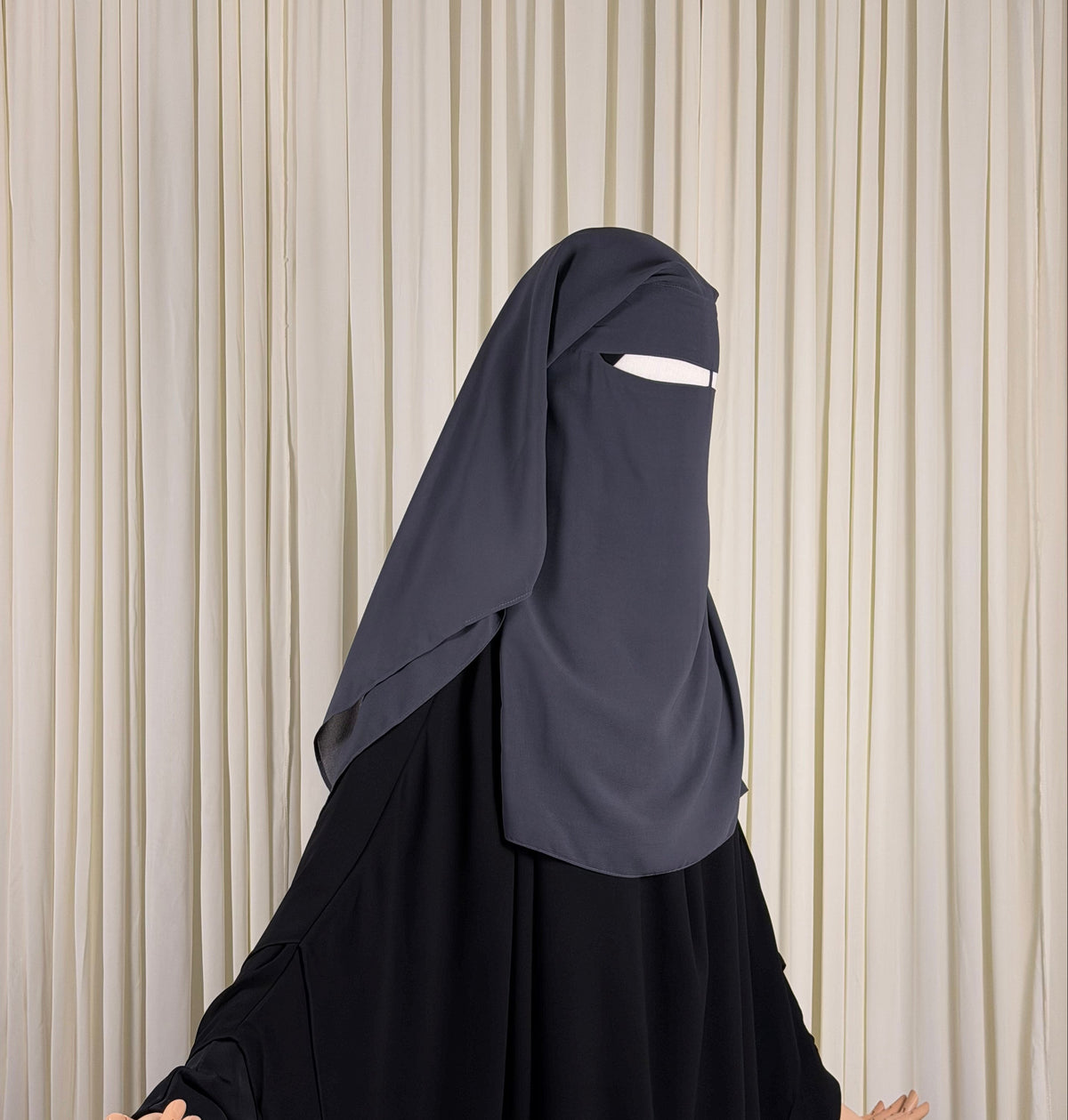 Three Layer Niqab | Medium - Grey