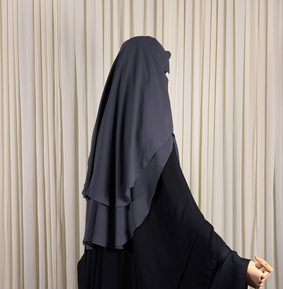 Three Layer Niqab | Medium - Grey