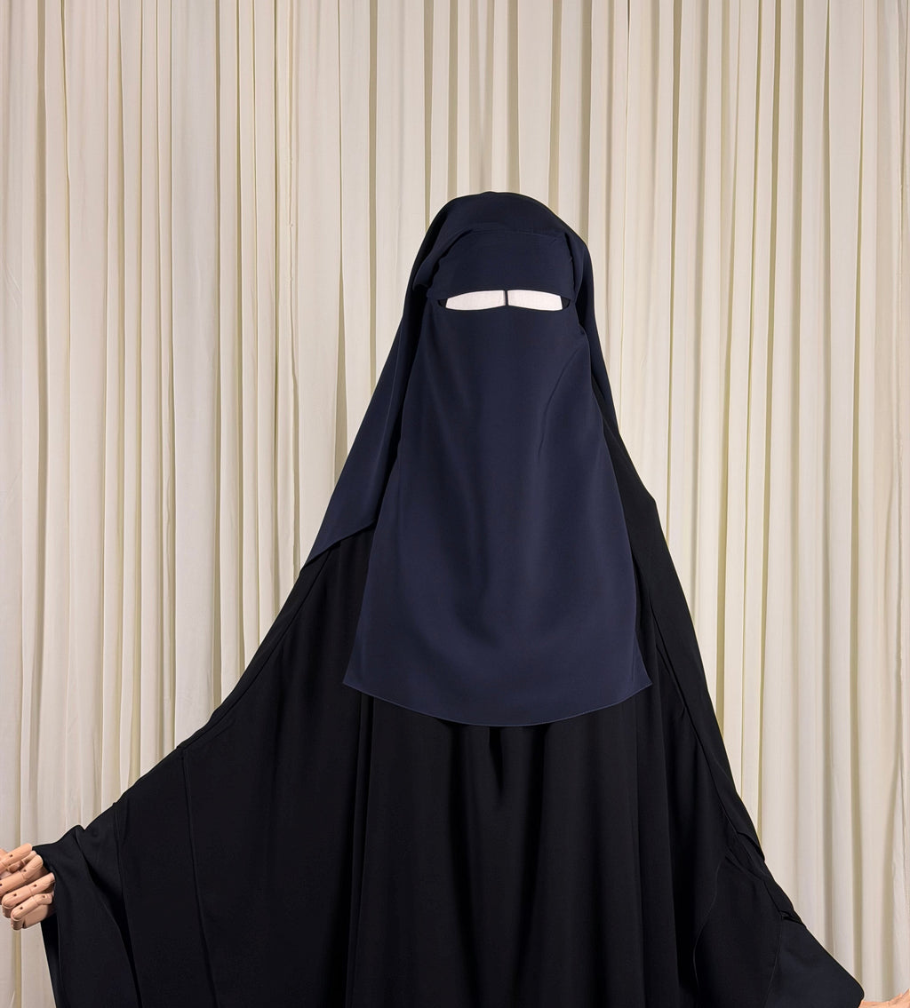 Three Layer Niqab | Medium - Navy
