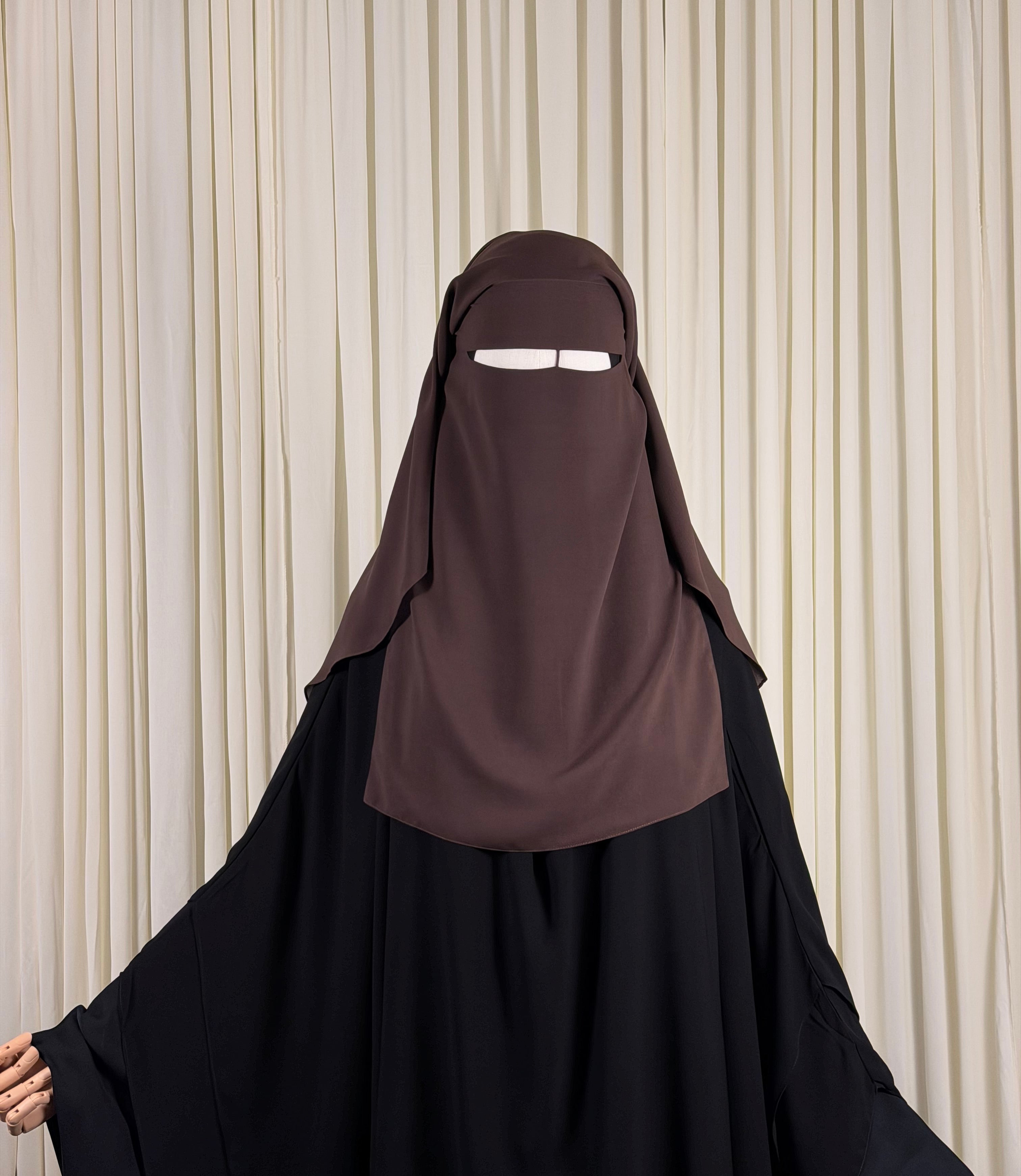 Three Layer Niqab | Medium - Brown