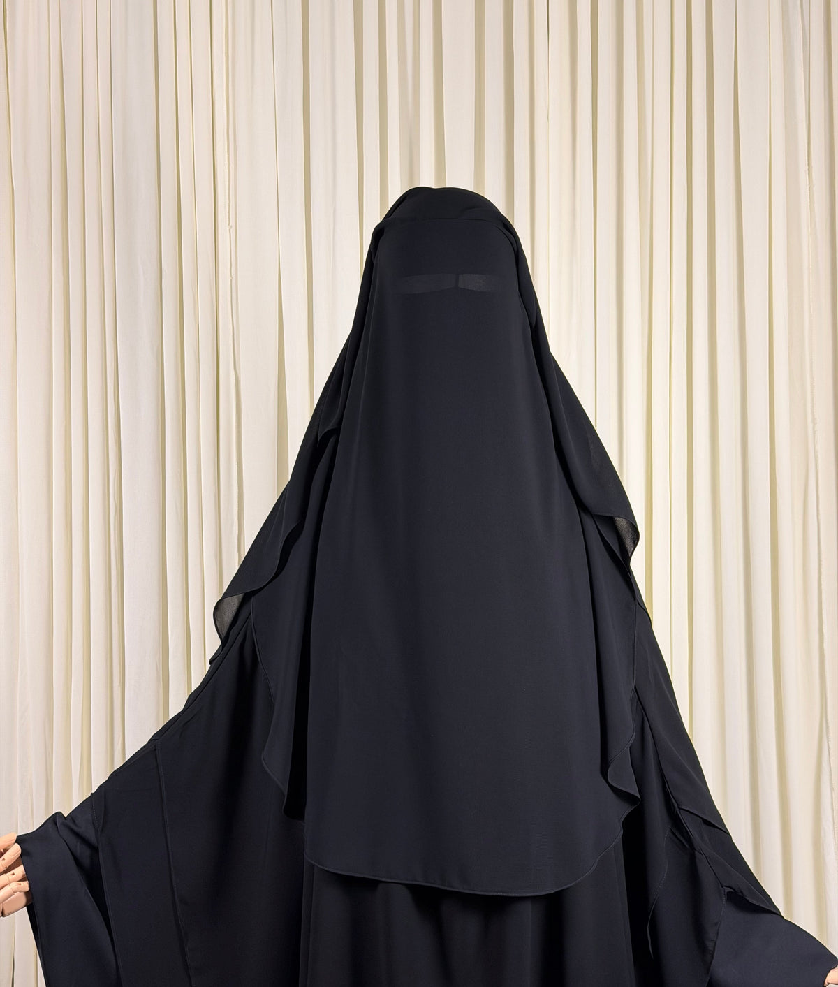 Three Layer Niqab | Medium - Black