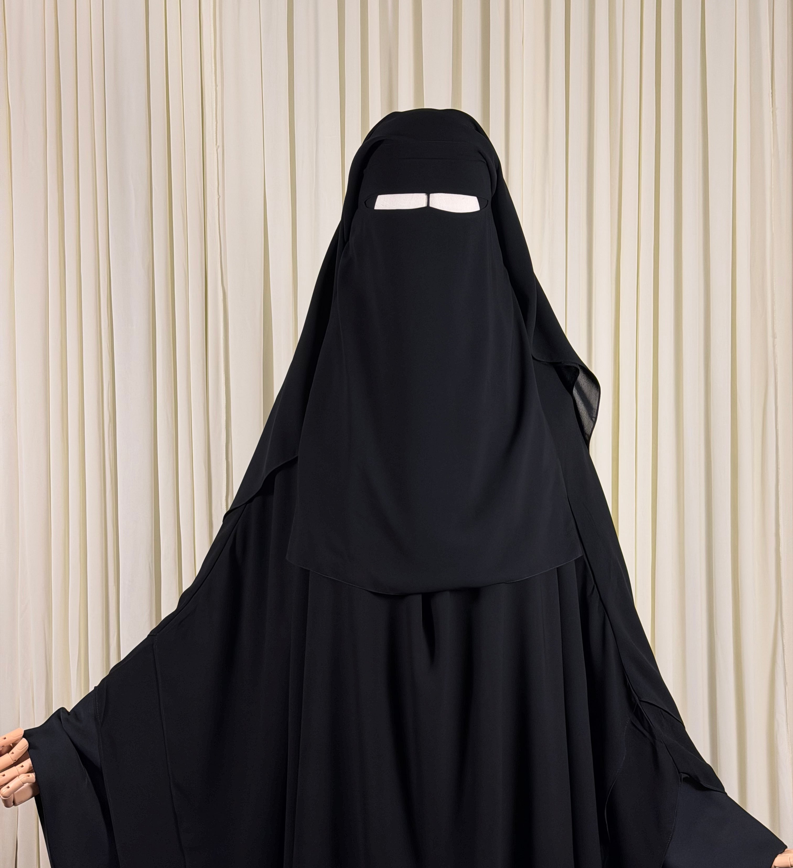 Three Layer Niqab | Medium - Black