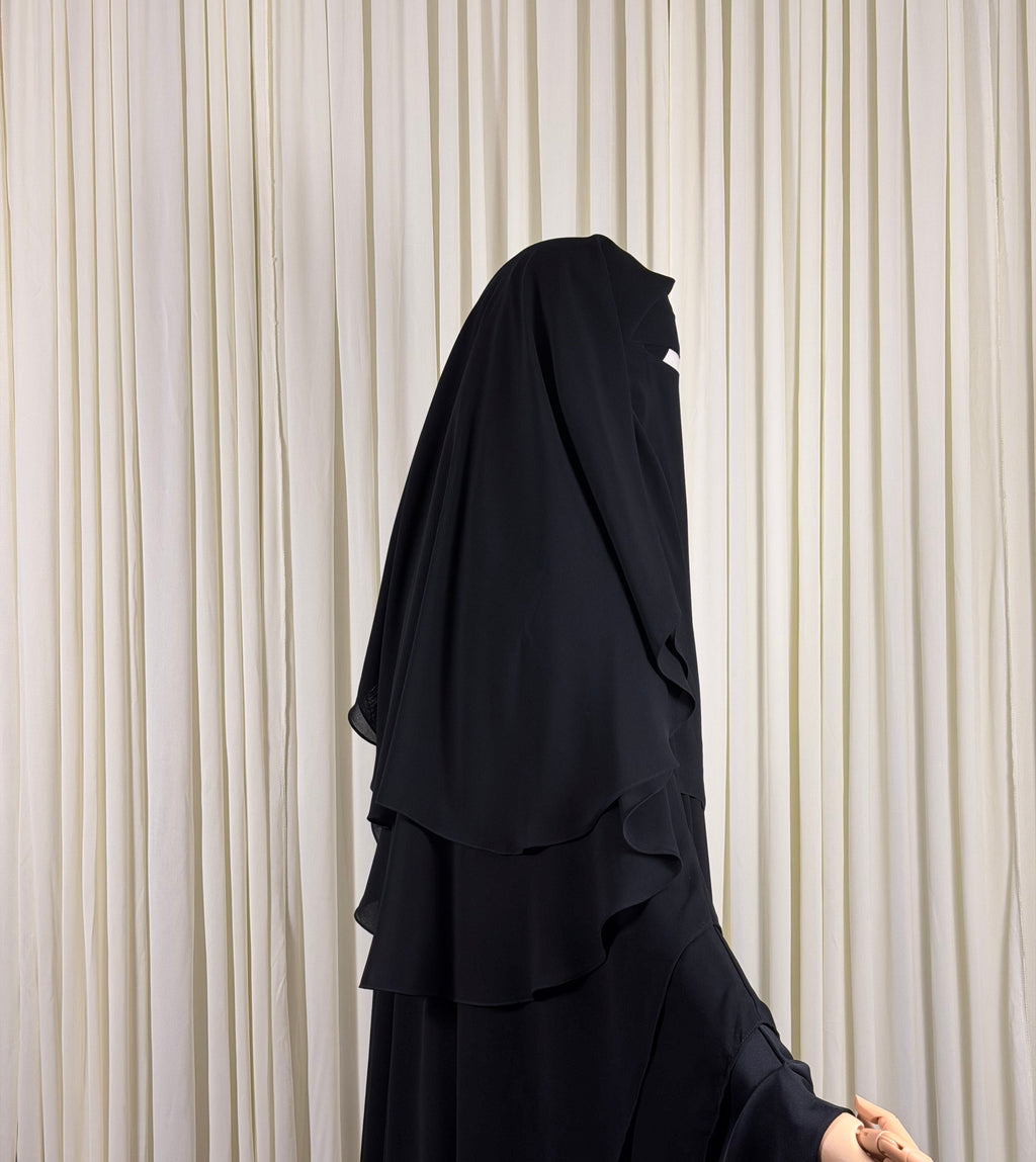 Three Layer Niqab | Medium - Black
