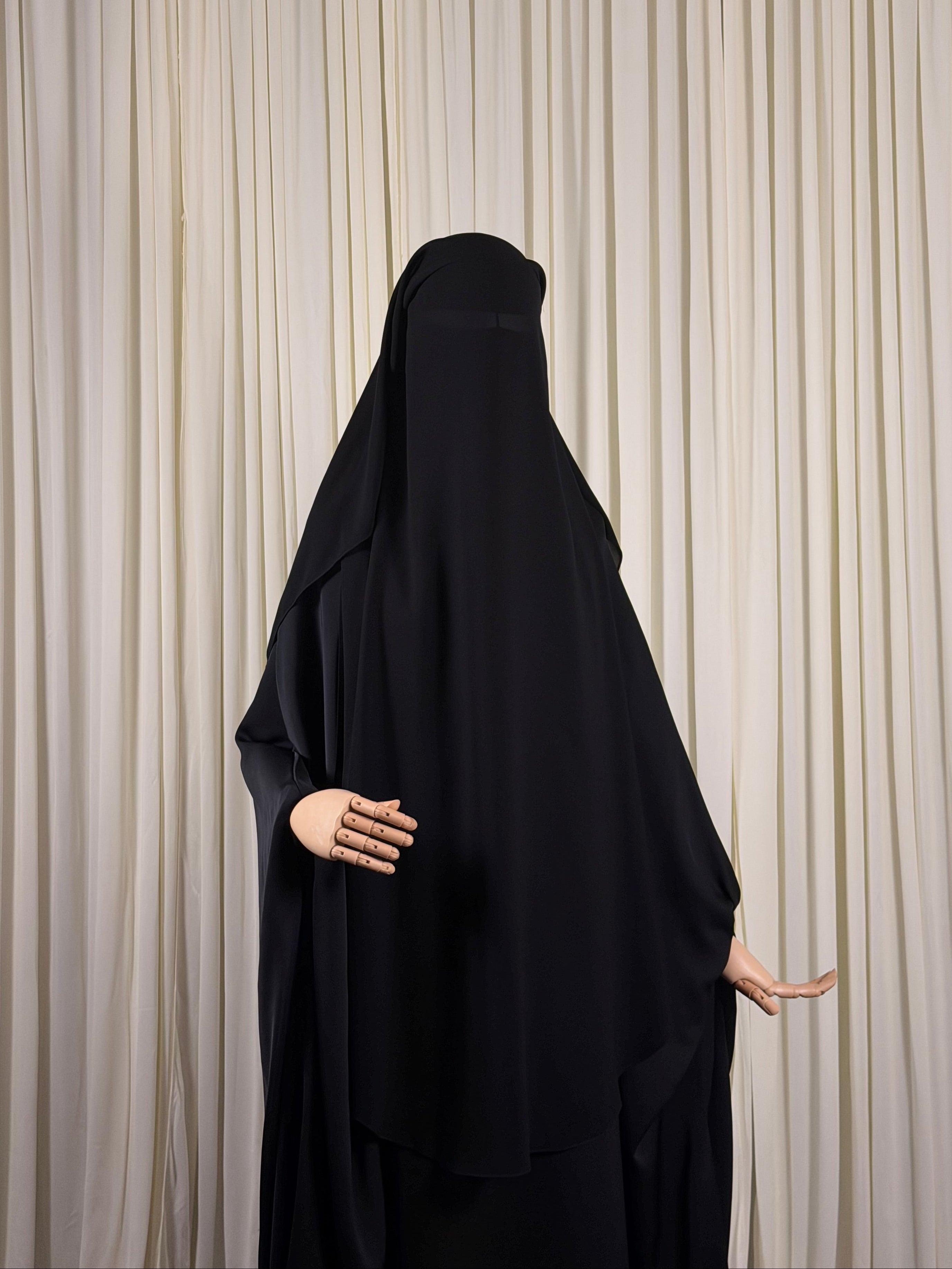 Three layer Niqab | XL - Black