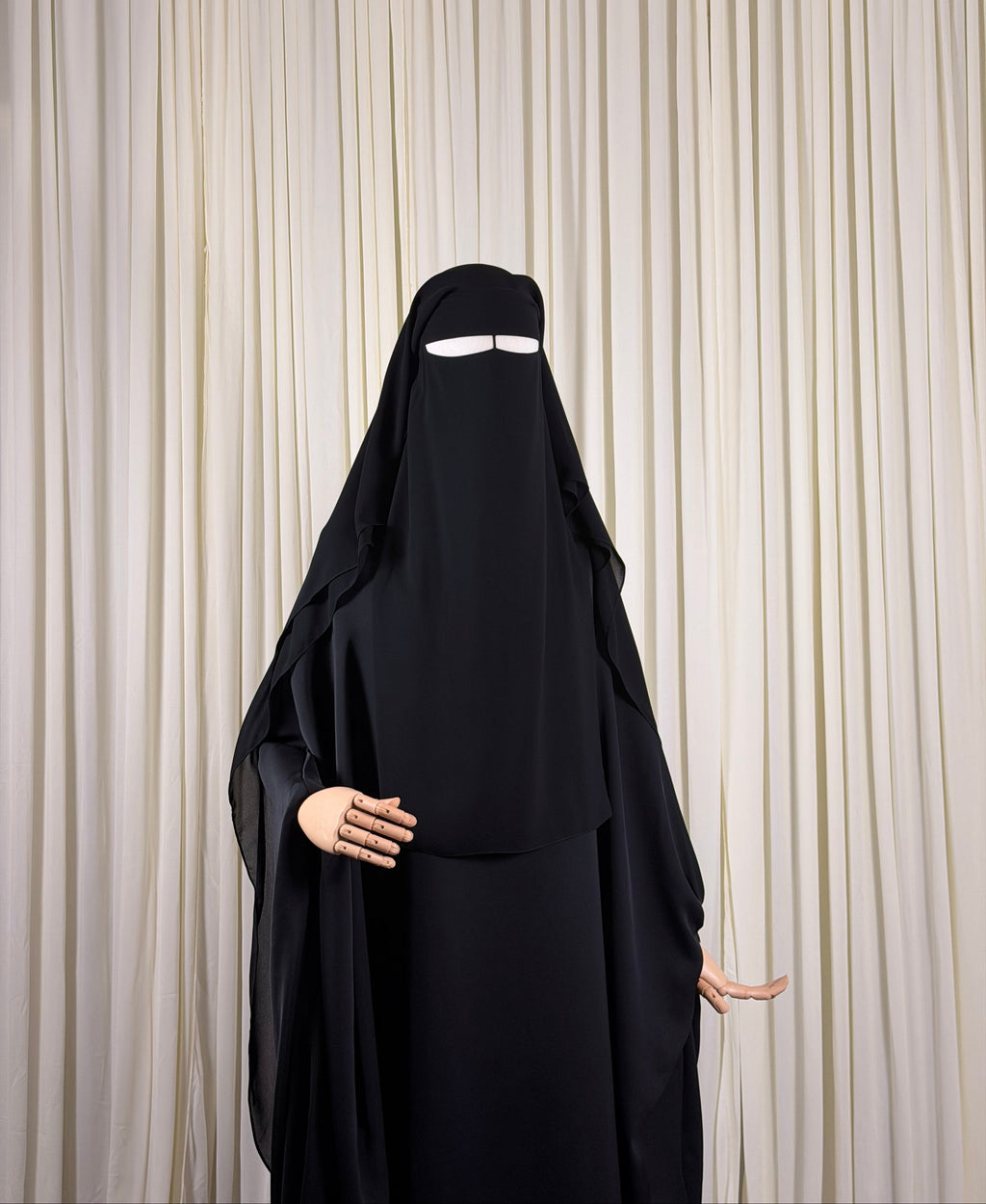 Three layer Niqab | XL - Black