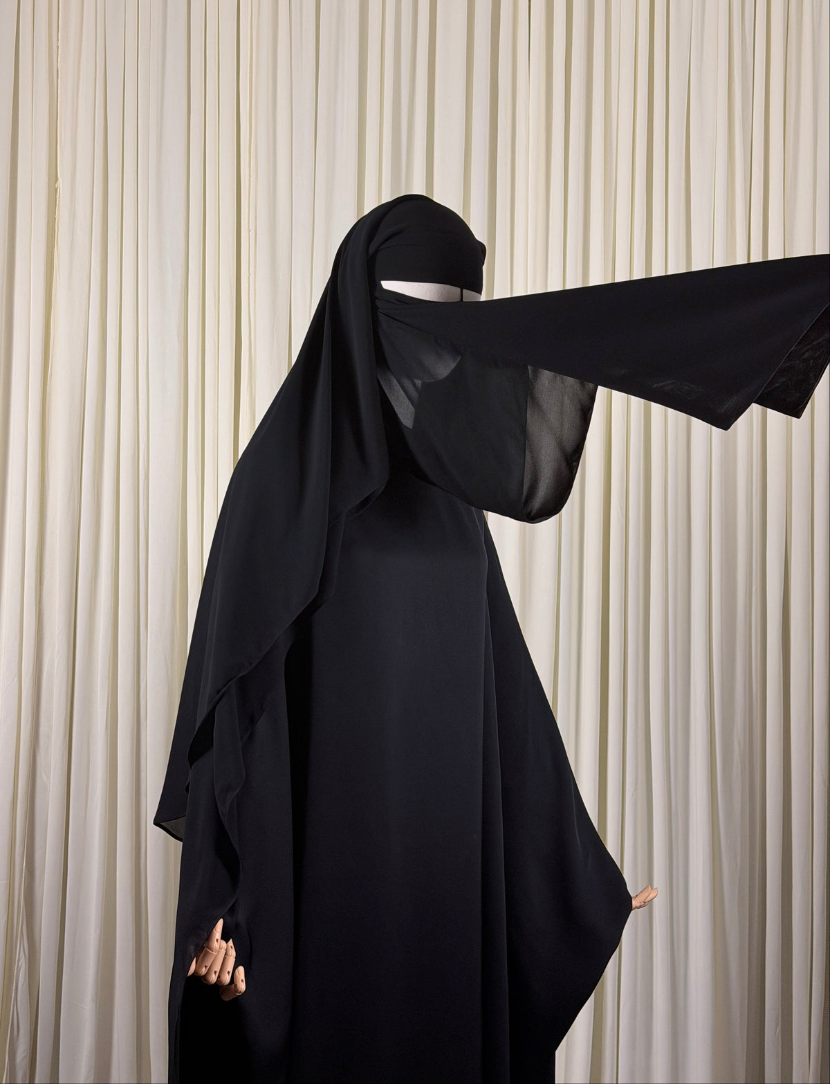 Three layer Niqab | XL - Black